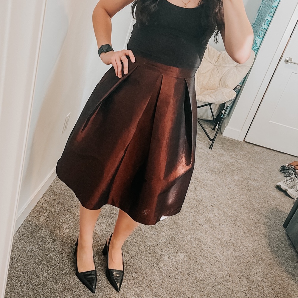 Red Iridescent Midi Circle Skirt